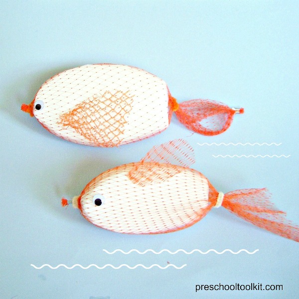 Fish craft made with foam and mesh for kids activities