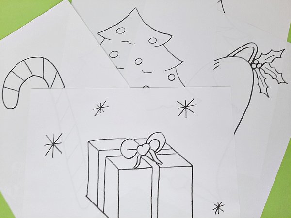 Prek coloring sheets with Christmas drawings