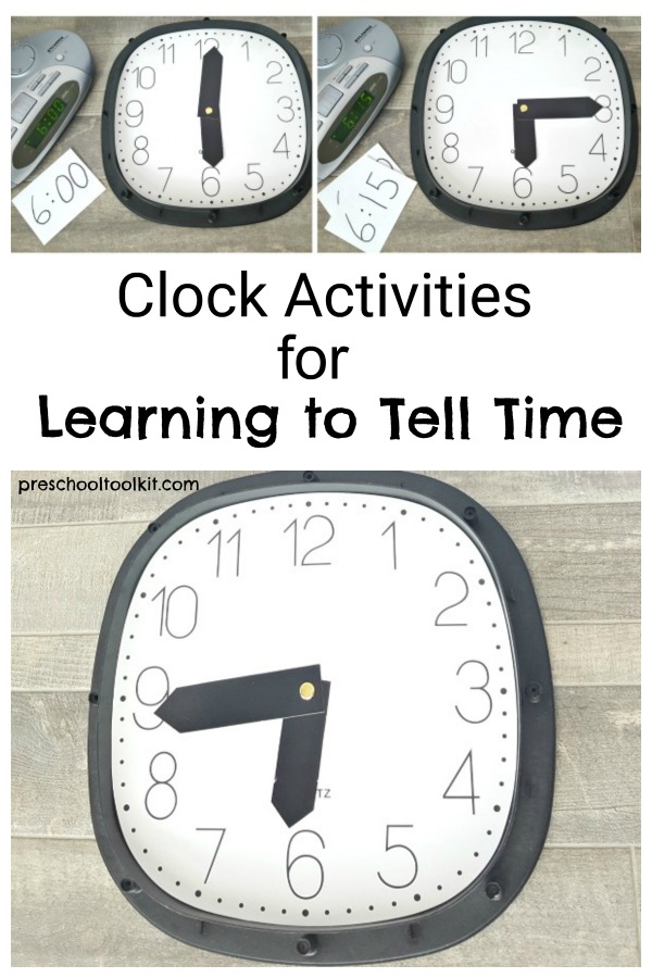Clock activities for learning to tell time with kids