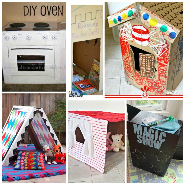 Kid size cardboard houses and props you can make for pretend play