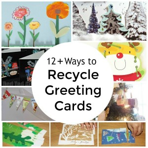 Recycle holiday greeting cards for kids activities