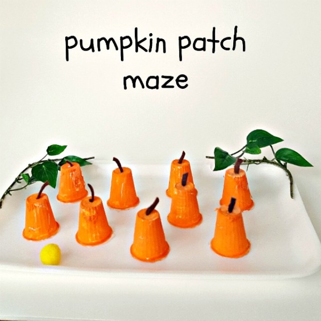 Pumpkin patch maze kids craft made with recyclables
