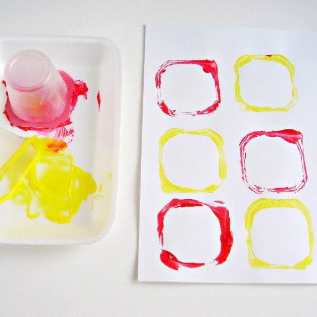 Recycle containers for a preschool painting activity