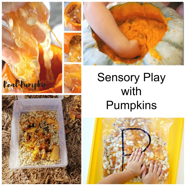 Sensory play with pumpkins