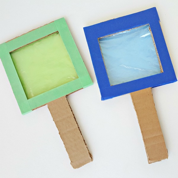 Preschool craft cardboard color viewer science and sensory activity