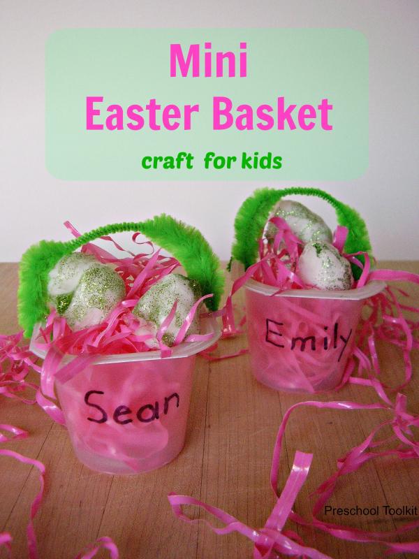 Easter basket recycle craft for preschoolers