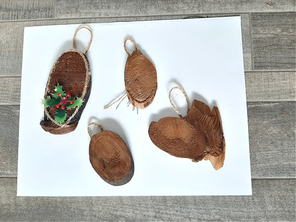 Natural ornaments kids can make with wood pieces